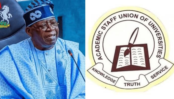 Photo of Tinubu and ASUU Logo